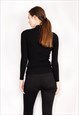 SOFT KNIT JUMPER TOP WITH CUT OUTS DESIGN IN BLACK