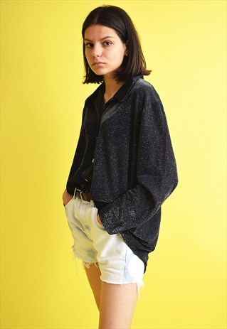90'S RETRO SHIMMER OVERSIZED GRUNGE SHIRT