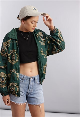 VINTAGE OVERSIZED PATTERNED BOMBER JACKET Z386