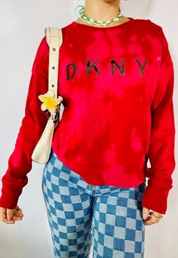 Vintage 90s DKNY Size M Tie Dye Sweatshirt in Red