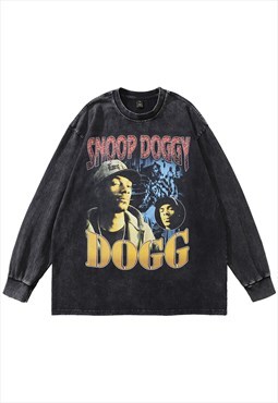 Snoop Dog t-shirt vintage wash top rapper print long tee