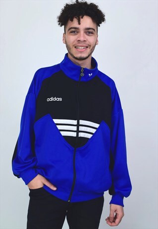 VINTAGE 90'S ADIDAS BLUE AND BLACK JACKET
