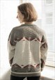 VINTAGE 80'S BROWN/CREAM WOOL PULLOVER