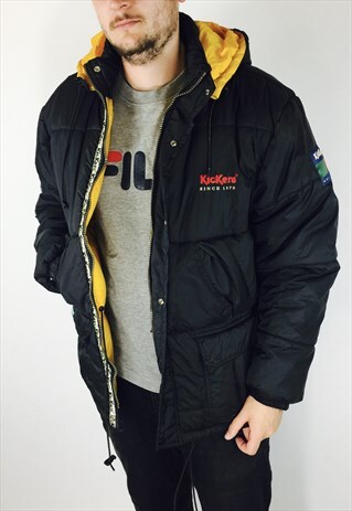 90S BLACK KICKER PUFFER COAT