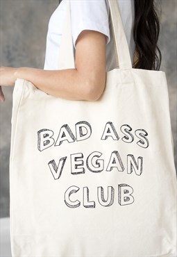 Bad Ass Vegan Tote AF Cotton Canvas Shopping Bag Yoga Beach