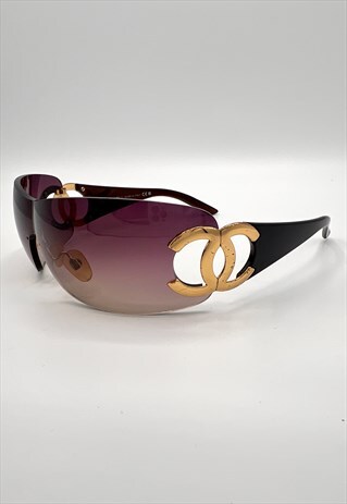 Chanel Sunglasses Shield Rimless CC Authentic Visor Wrap Ski