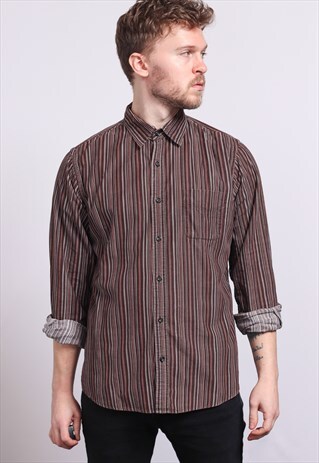 VINTAGE CORDUROY CORD STRIPED SHIRT