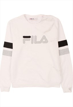 Vintage 90's Fila Sweatshirt Spellout Crew Neck White Medium