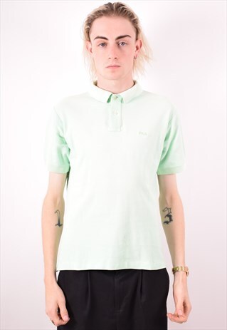FILA MENS VINTAGE POLO SHIRT MEDIUM GREEN 90S