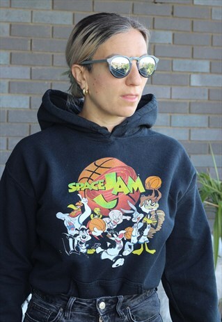 VINTAGE Y2K BLACK SPACE JAM HOODED SWEATSHIRT
