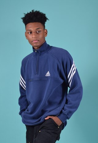 VINTAGE ADIDAS NAVY 1/4 ZIP SWEATSHIRT