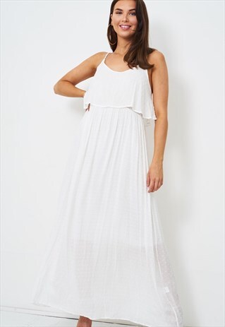 WILLOW WHITE LAYERED FRILL MAXI DRESS