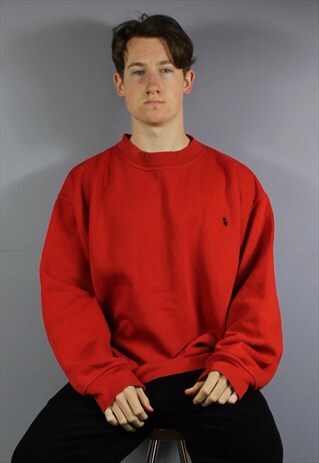 VINTAGE POLO RALPH LAUREN SWEATSHIRT IN RED WITH EMBROIDERED