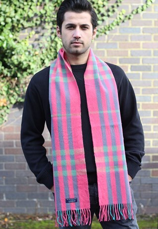 VINTAGE CASHMERE CHECKED SCARF PINK-AS91