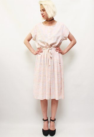VINTAGE 80'S BEAUTIFUL CUTE WHITE FLOWER DRESS