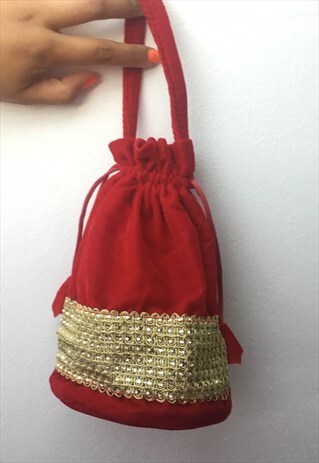 RED VELVET MINI DRAW STRING BAG
