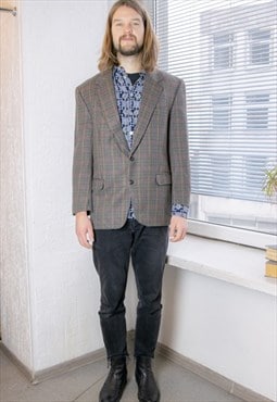 Vintage Multicolour Houndstooth Wool Blazer