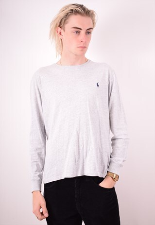 POLO RALPH LAUREN MENS VINTAGE TOP MEDIUM GREY 90S