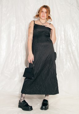 Vintage Prom Dress Y2K Rave Evening Slip Dress in Black