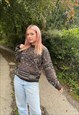 VINTAGE 80S CHUNKY KNITTED ABSTRACT PATTERNED JUMPER