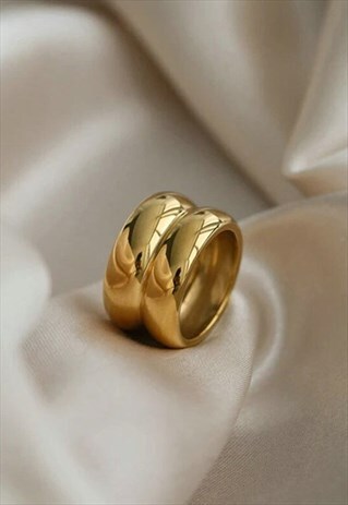 VIKING. GOLD CHUNKY DOUBLE BARREL DOME STATEMENT RING