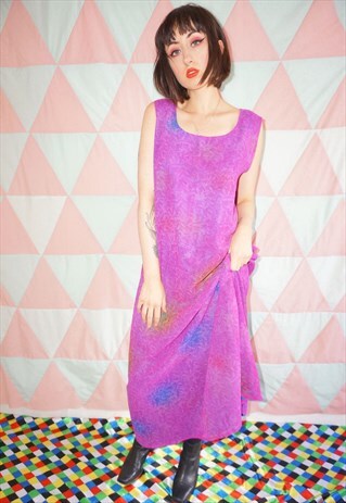 VINTAGE 90S REVERSIBLE PURPLE / BLUE FLORAL MAXI DRESS