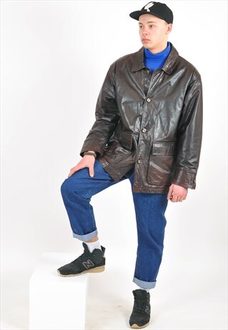 VINTAGE REAL LEATHER JACKET IN BROWN