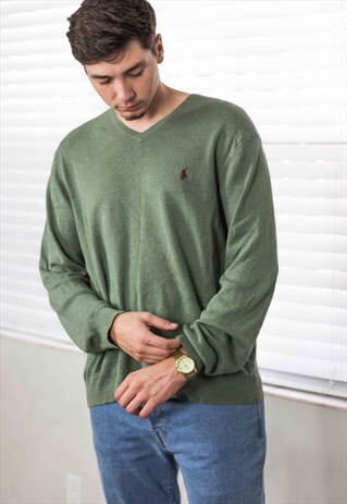 VINTAGE POLO RALPH LAUREN JUMPER SWEATER LOGO 90S L 12.5