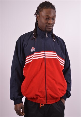 ADIDAS MENS VINTAGE TRACKSUIT TOP JACKET XXXL RED 90S