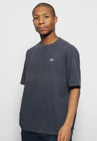 VINTAGE LACOSTE PIQUE WEAVE LOGO T-SHIRT BLUE