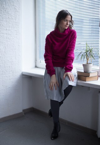 VINTAGE 80'S HOT PINK FRIZZY TURTLE NECK JUMPER