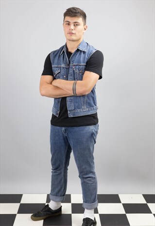 DENIM SLEEVELESS CUT OFF LEVI'S JACKET