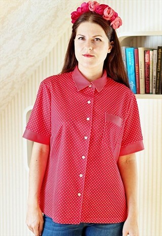 RED WHITE POLKA DOT BLOUSE