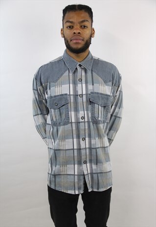 VINTAGE 90'S CHECK BLUE SHIRT