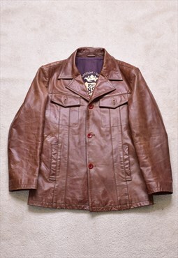 Vintage 90s Next Brown Leather Jacket 
