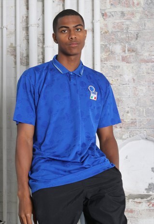 VINTAGE DIADORA ITALY LOGO POLO SHIRT BLUE