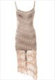 Vintage Beige Crochet Design Dress - M