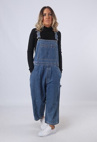 GAP DENIM DUNGAREES JEANS 90'S UK 14 VINTAGE 3/4 LENGTH EABA