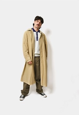 90s retro mac coat men's beige brown vintage 80s trench coat