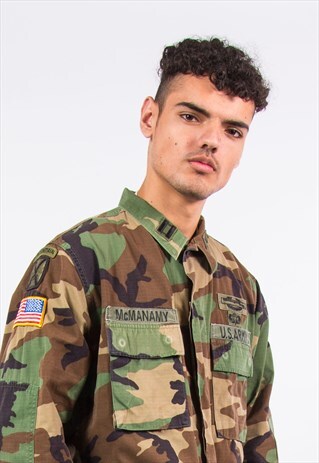 VINTAGE U.S. ARMY CAMO JACKET FOREST CAMOUFLAGE