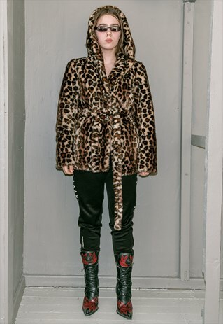 VINTAGE FAUX FUR LEOPARD COAT