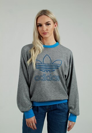 80S ADIDAS SPELL OUT NAVY BLUE SWEATSHIRT