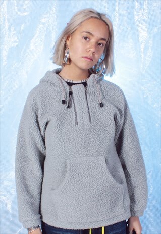 VINTAGE NAPAPIJRI GREY FLEECE HOODIE