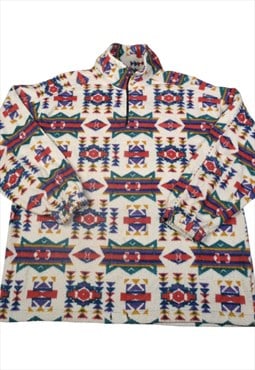 Vintage Fleece 1/4 Zip Aztec Pattern Multi XL