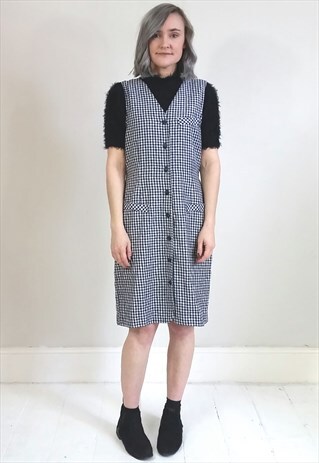 VINTAGE 90'S BLUE GINGHAM BUTTON DOWN DRESS