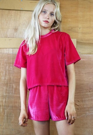 PINK VELVET SHORTS CO-ORD