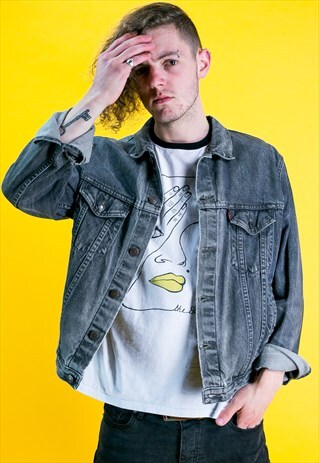 VINTAGE GREY DISTRESSED LEVI DENIM JACKET