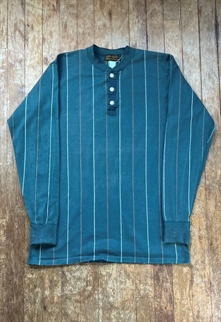 EDDIE BAUER GREEN LONG SLEEVED SINGLE STITCH T - SHIRT