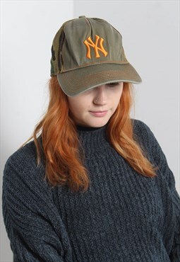 Vintage New York Yankees Camo Baseball Cap Hat Green