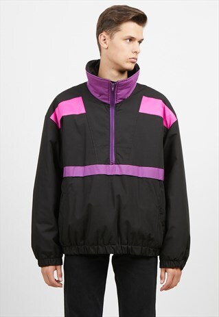 VINTAGE BLACK CHURCHILL-DOWNS 1/4 ZIP PULLOVER JACKET